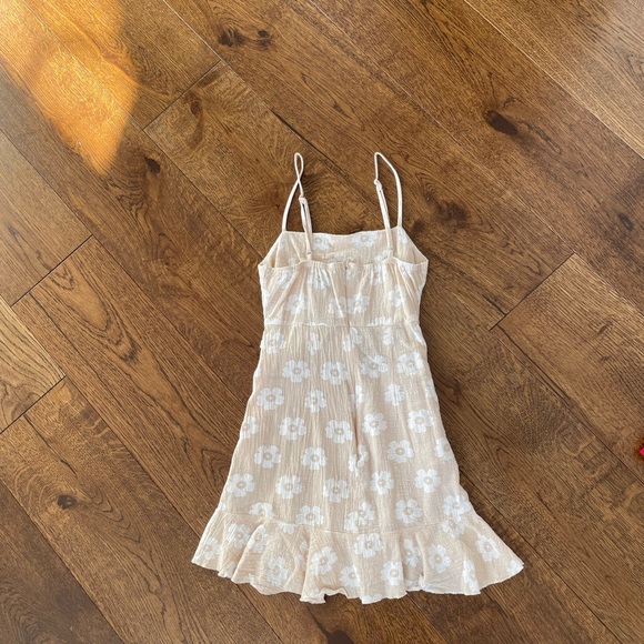 Princess Polly Apella Beige Wrap Tie Ruffle Mini Dress - Picture 2 of 3